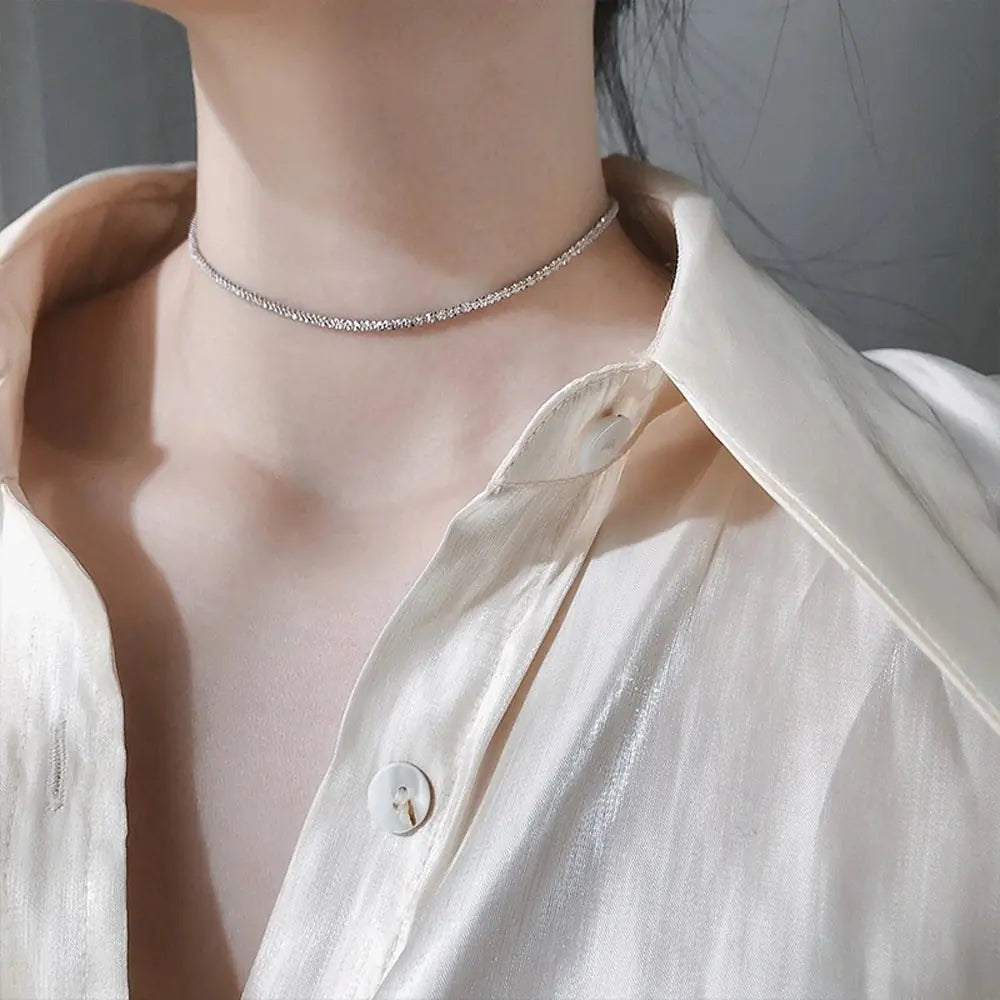 New Popular Silver Colour Sparkling Clavicle Chain