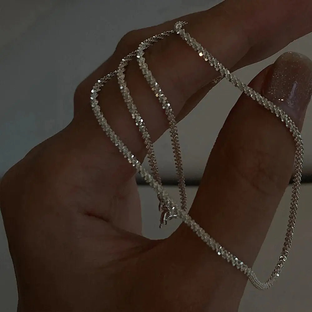 New Popular Silver Colour Sparkling Clavicle Chain