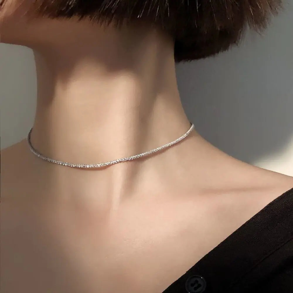 New Popular Silver Colour Sparkling Clavicle Chain