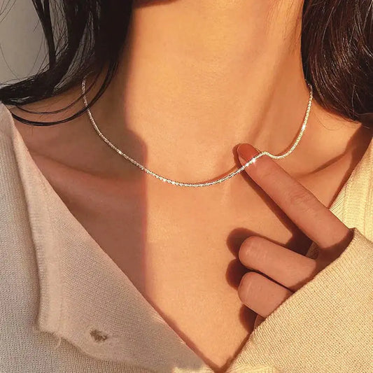 New Popular Silver Colour Sparkling Clavicle Chain